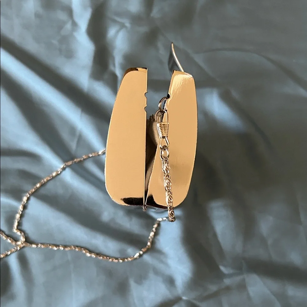 Elegant Silver Clutch with Chain Strap - Picture 3 of 3
